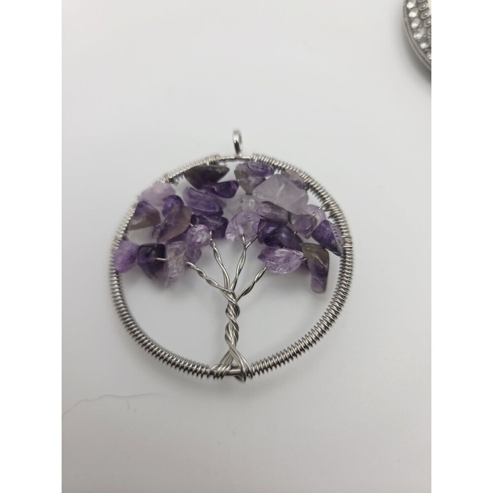 Pendant Amethyst Gemstone Tree of Life Healing Crystals